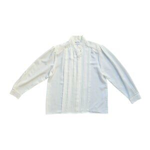 Vintage 1980 Yves St. Clair White Button Up Blouse - Women's Size 16 (Large)